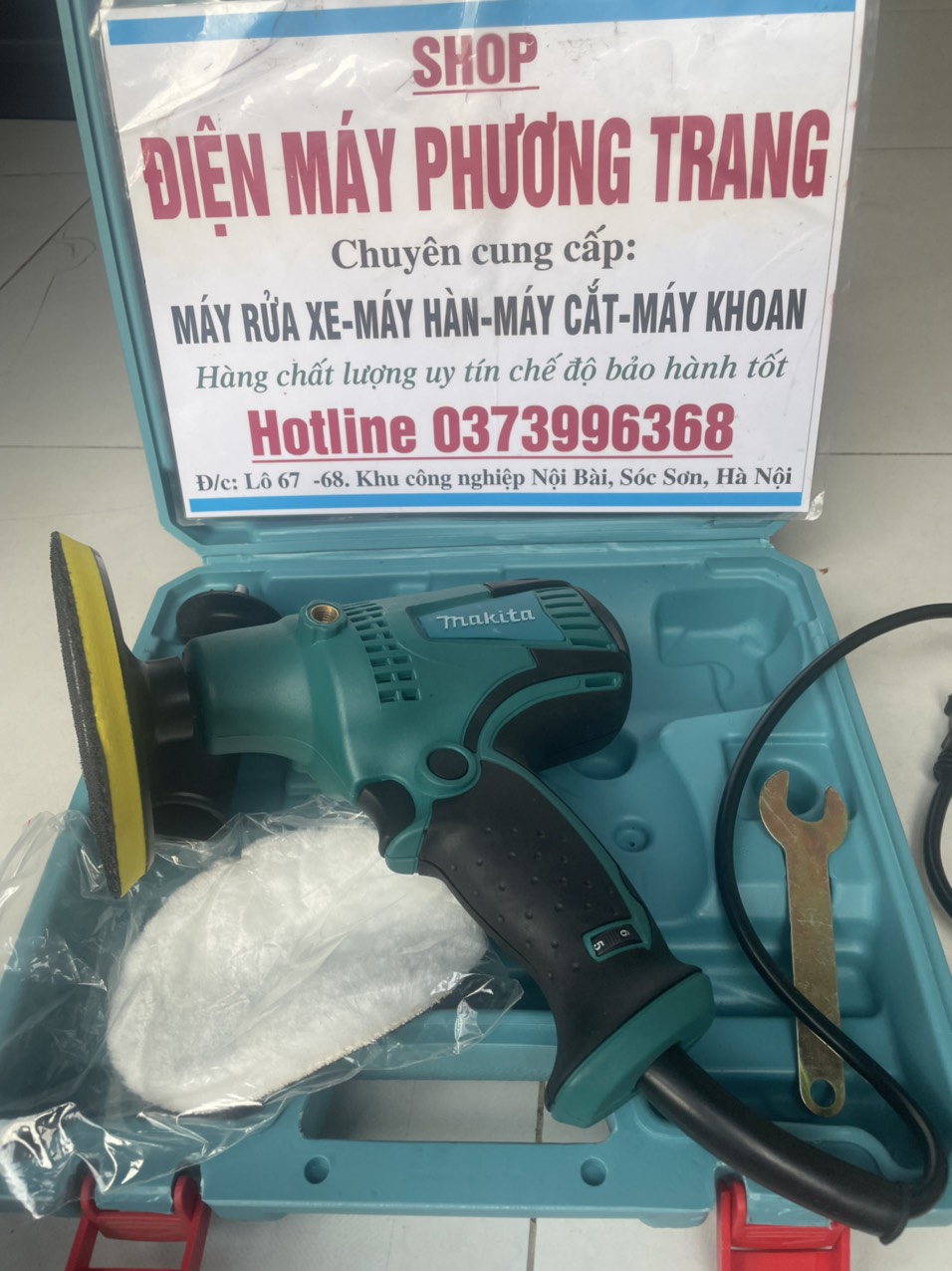 Máy đánh bóng ô tô MAKITA GV6010 - Đầy đủ phụ kiện - Máy chà nhám ô tô, xe máy tiện lợi  Hộp nhựa)