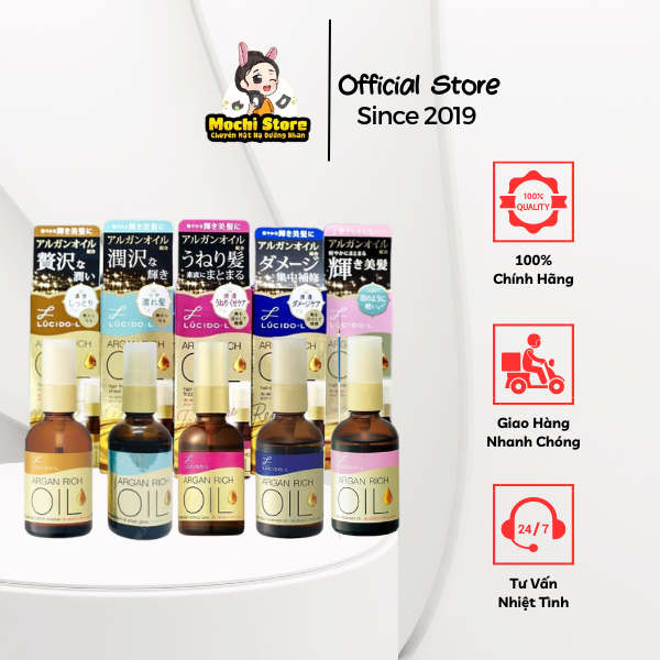 Dầu dưỡng tóc lucido argan rich oil nhật bản, chai 60ml