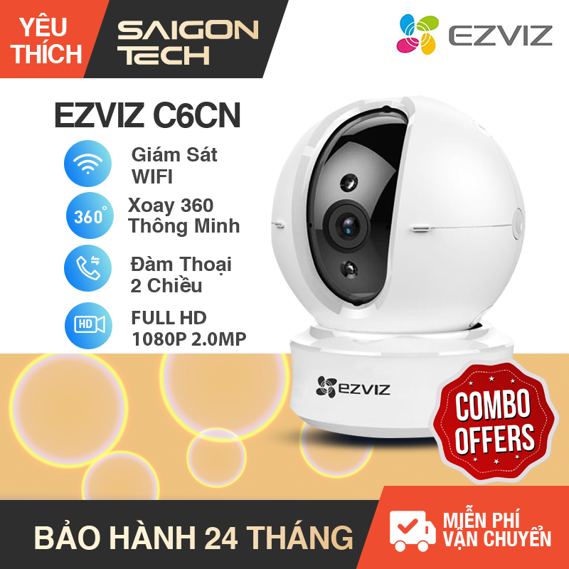 🔥[HCM][FREESHIP TOÀN QUỐC] Smart Camera IP Wifi EZVIZ C6CN 1080P 2.0MP - Cao cấp hơn C6N 1080P - Hồng ngoại xa hơn - Xoay 360 Thông Minh - Camera Giám Sát WIFI Không Dây + Đàm Thoại 2 Chiều - Saigon Technology #camerawifi