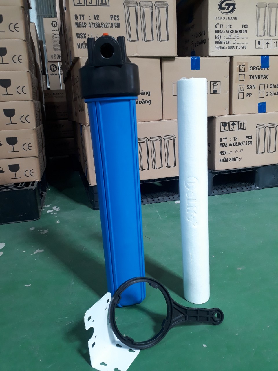 Bộ cốc lọc thô 20 inch ren 27 gồm cốc lọc tay công giá đỡ kèm lõi lọc pp
