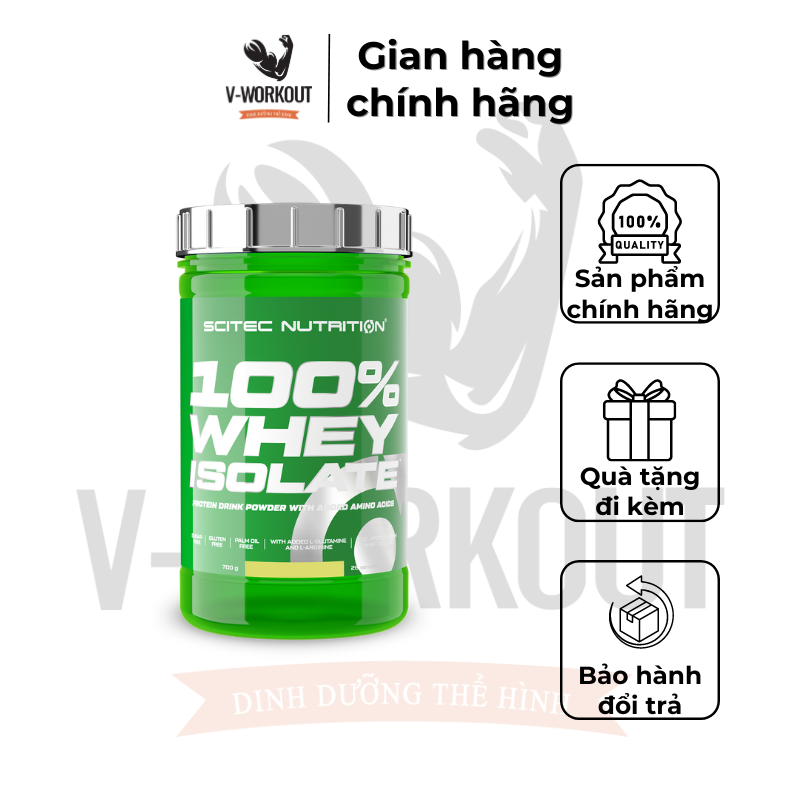 Whey protein | 100% whey protein isolate 700g - whey protein tăng cơ tinh kiết, không nóng trong | sctec nutrition