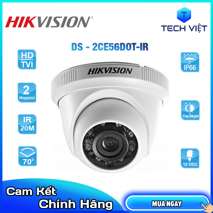 [HÀNG CHÍNH HÃNG] - Camera HD-TVI DS-2CE56DOT-IR 2.0MP - TECH VIỆT