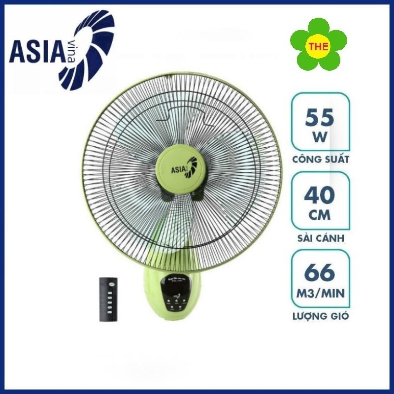 Asiavina - quạt treo tường asia có remote - l16019 / xanh lá vy377