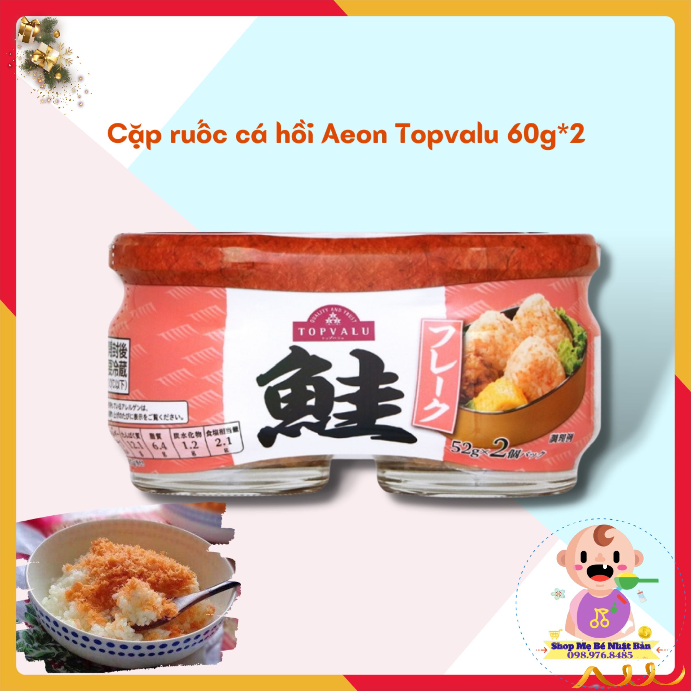 Cặp ruốc cá hồi aeon topvalu 52g*2 - ruốc cá hồi cho bé ăn dặm