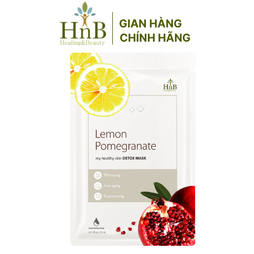 Mặt nạ dưỡng trắng da hnb my healthy skin detox mask lựu đỏ & chanh tây