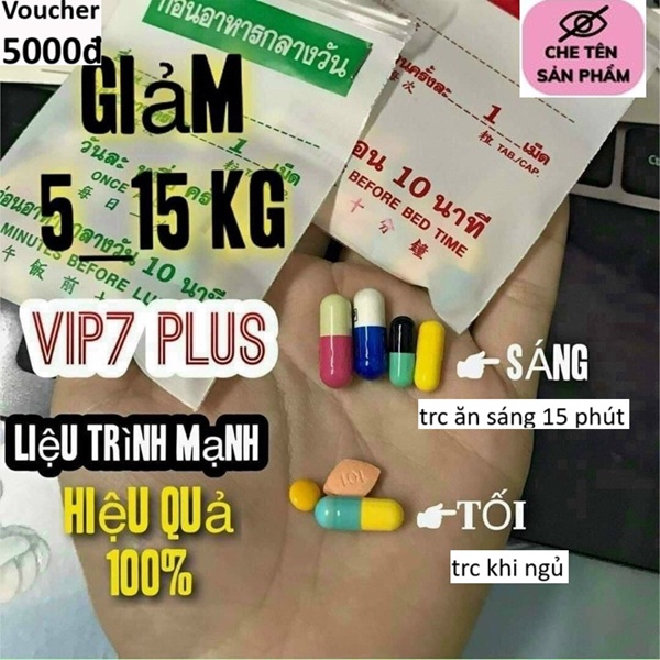 Giảm Cân vip 7 plus Yanhee thái lan 1 tuần giảm 2-3kg