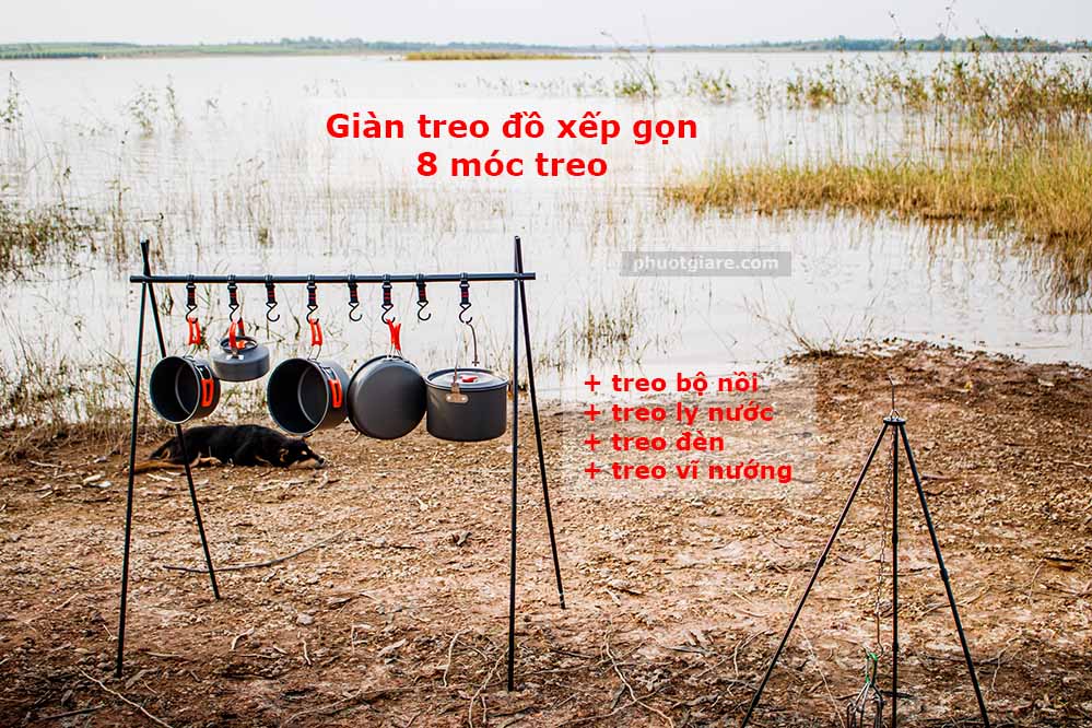 [HCM]Giàn treo đồ camping 8 móc treo size lớn cắm trại phượt dã ngoại