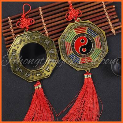 Gương Bát quái Thập Nhị Địa Chitặng bột ngũ vị,móc dán
