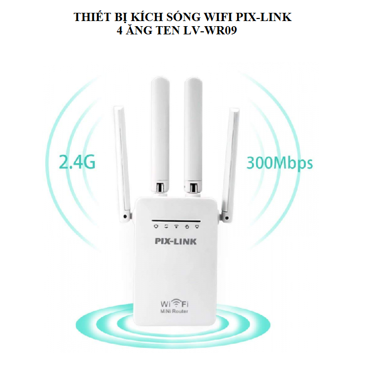 [HCM]Kích sóng wifi PIX-LINK 4 ăng ten LV-WR09, Thiết bị kích sóng, bộ thu phát wifi, khuếch đại sóng wifi Pix-link 4 ăng ten