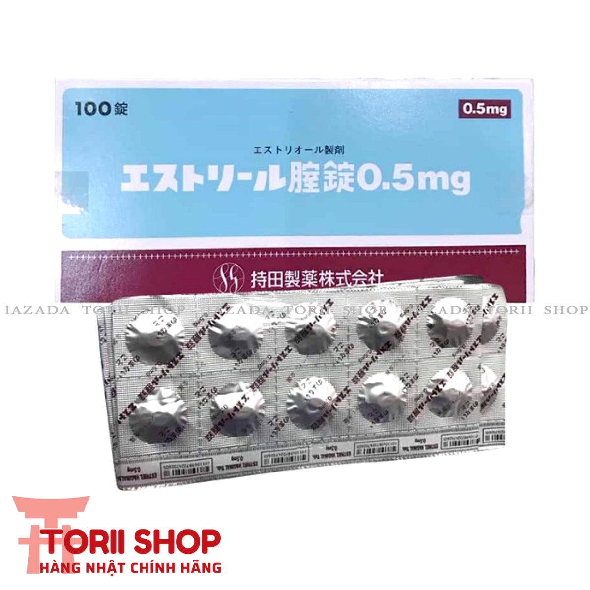Viên nén âm đạo Estoril 0.5mg ngừa viêm se khít hộp 10 vỉ x 10 viên Nhật ngừa nấm ngứa, khí hư