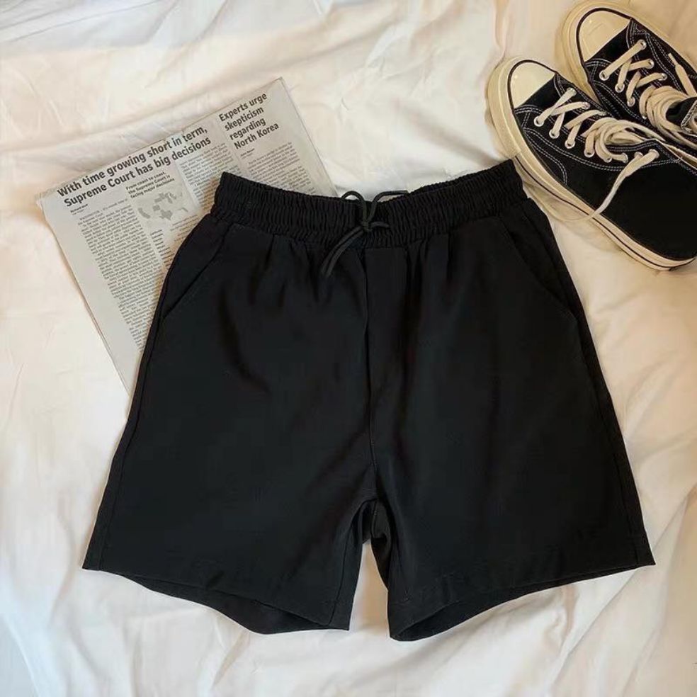 Quần short nỉ thun cotton - Short nam nữ unisex nỉ da cá - Short basic đen trơn - Short thun đen unisex