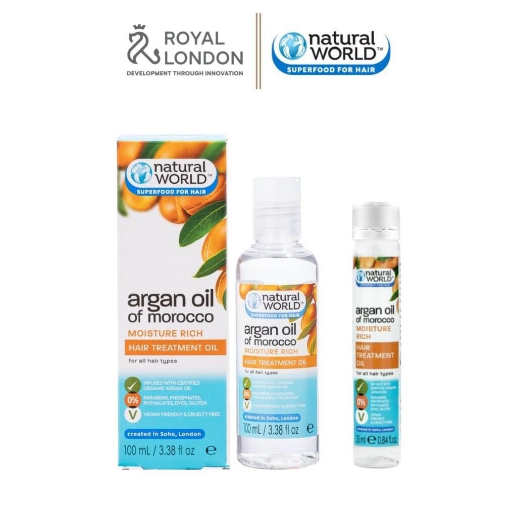 Dầu Dưỡng Tóc Natural World Argan Oil Of Morocco Hair Treatment Chiết Xuất Dầu Argan Dưỡng Ẩm 25ml