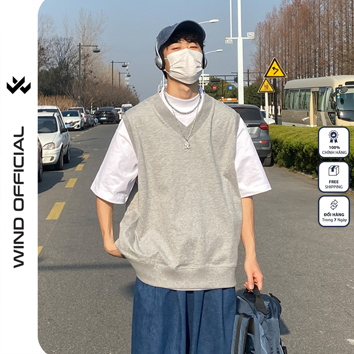 Áo gile nam nữ WIND form rộng Hàn Quốc Trơn thời trang nam nữ oversize ulzzang