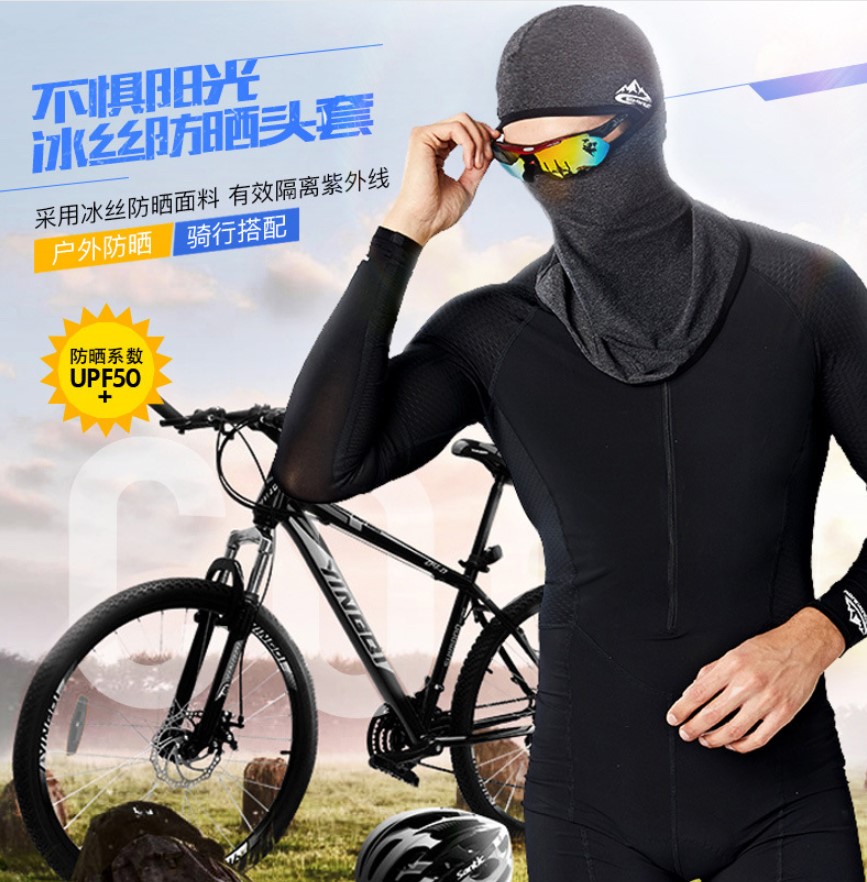 Khăn trùm full đầu chống nắng kiểu ninja vải uv ice silk lụa mát lạnh