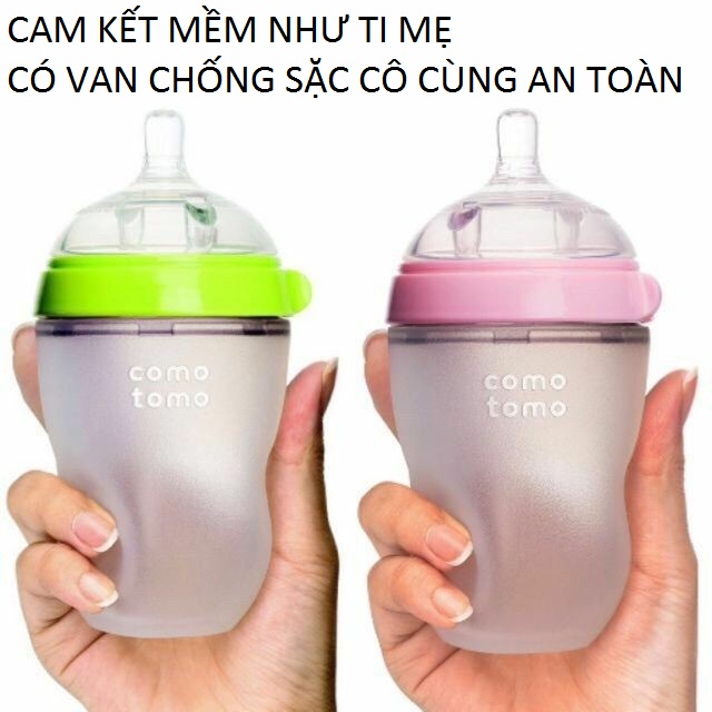 [CHÍNH HÃNG] Bình Sữa Comotomo 150ML+250Ml (XANH+HỒNG) Siêu Mềm, Làm Từ Silicon Cao Cấp An Toàn Cho Bé, Thiết Kế Thông Minh Tiện Lợi-Hỗ trợ tới 30k kèm quà tặng nhập Hàn