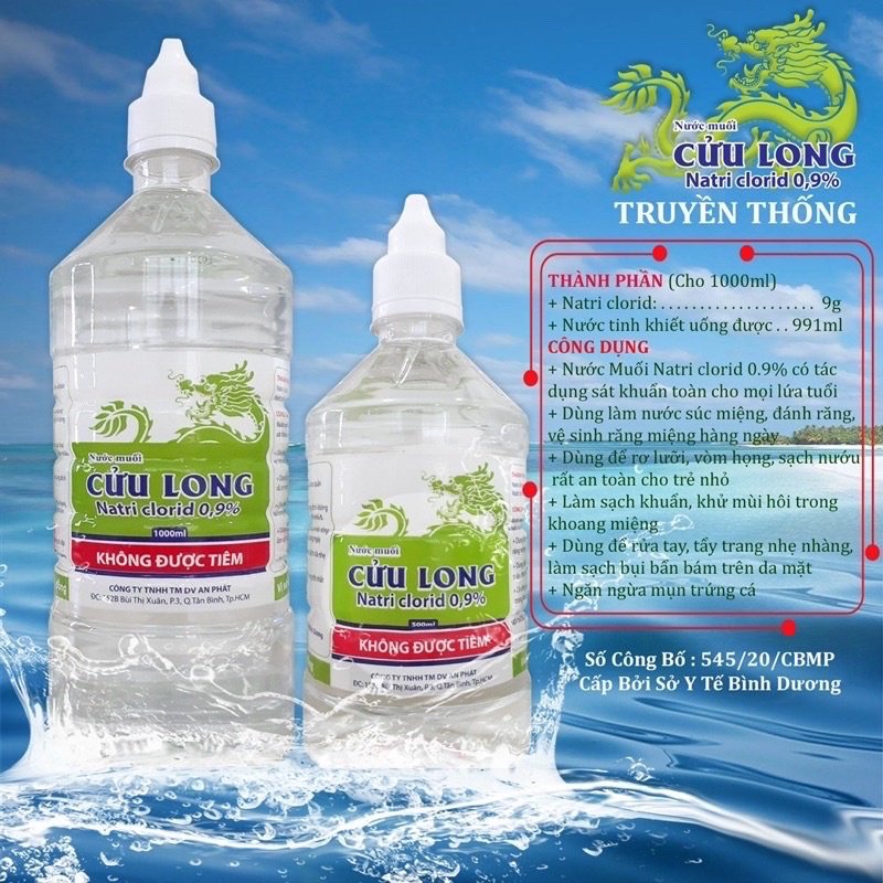 Nước muối giúp sát khuẩn, súc miệng chai 1000ml
