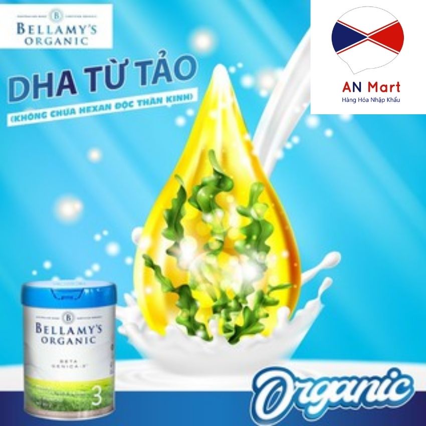 [Date Xa] Sữa Bellamy Organic Beta Genica-8 Hộp 800g Đủ 3 số 1,2,3 nhập khẩu úc Hàng Bay Aircargo An Mart giúp hệ xương khớp chắc khỏe và cao lớn , phát triển trí não của bé, Hỗ trợ hệ tiêu hóa
