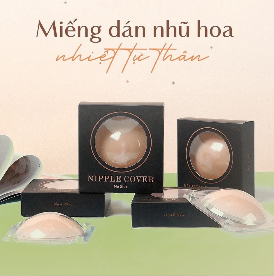 Hộp gồm 2 miếng dán ngực silicon dính nhờ nhiệt tự thân KHÔNG DÙNG KEO - miếng dán nhũ hoa - miếng dán ti không keo - áo ngực dán - P16