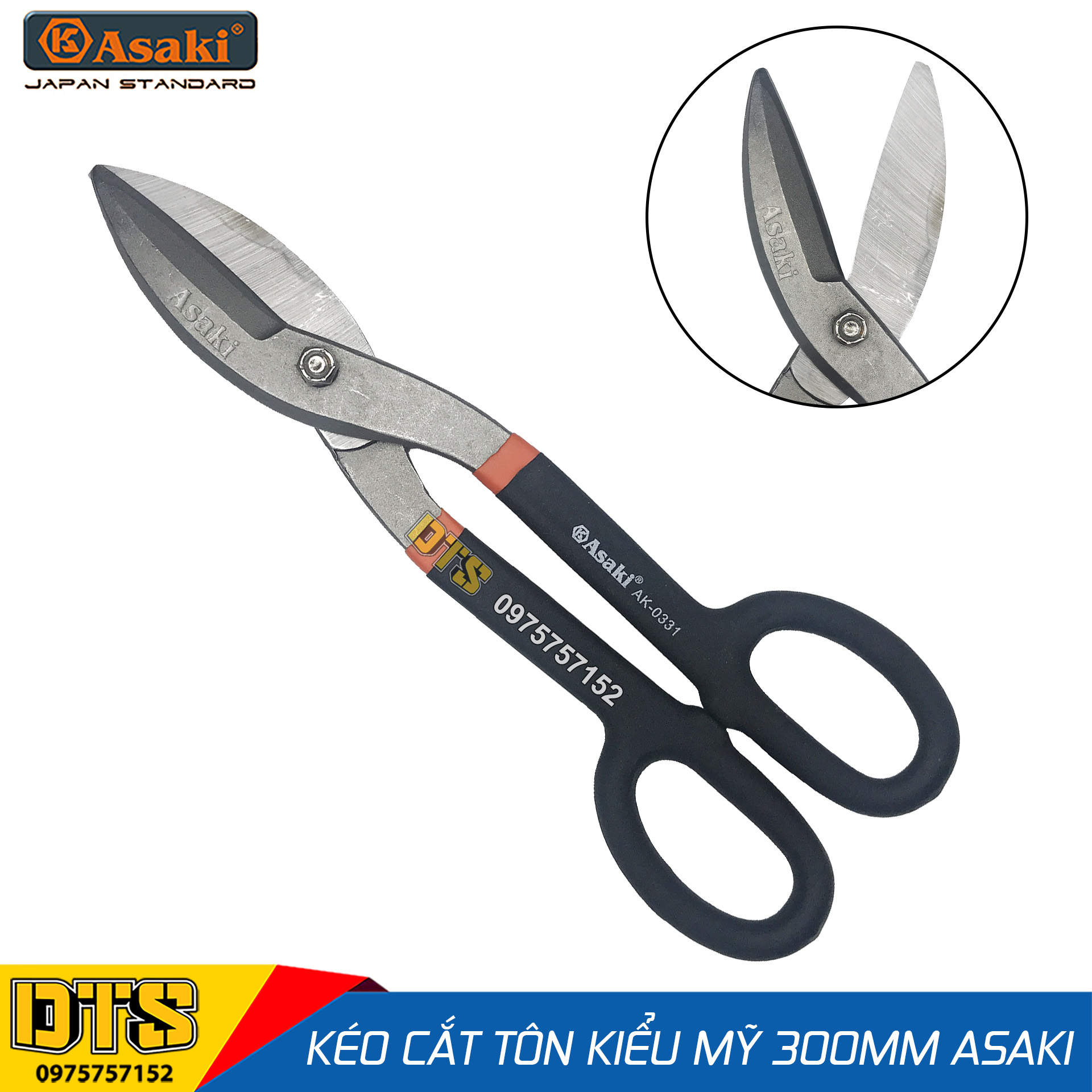 Kéo cắt tôn kiểu mỹ thép chrome vanadium 12inch/ 300mm asaki ak-0331