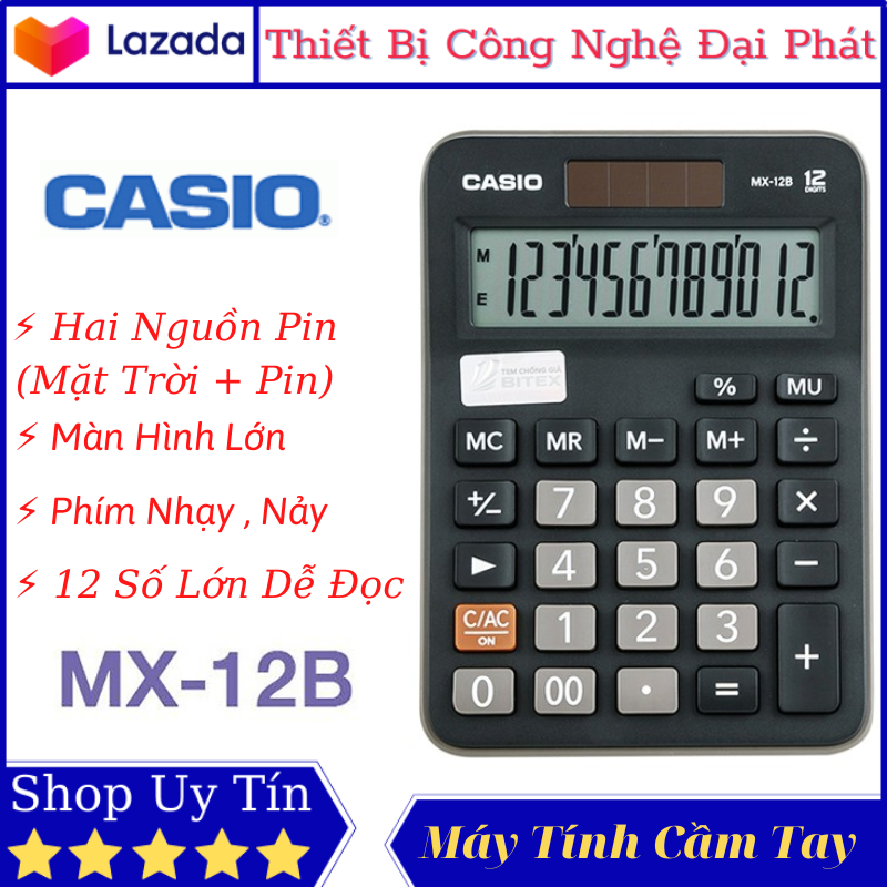 Máy tính casio mx 12b máy tính bỏ túi chính hãng tích hợp nhiều tính năng hiện đại