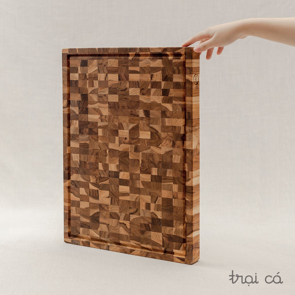 Thớt gỗ teak katana không dăm, mùn - chữ nhật lớn
