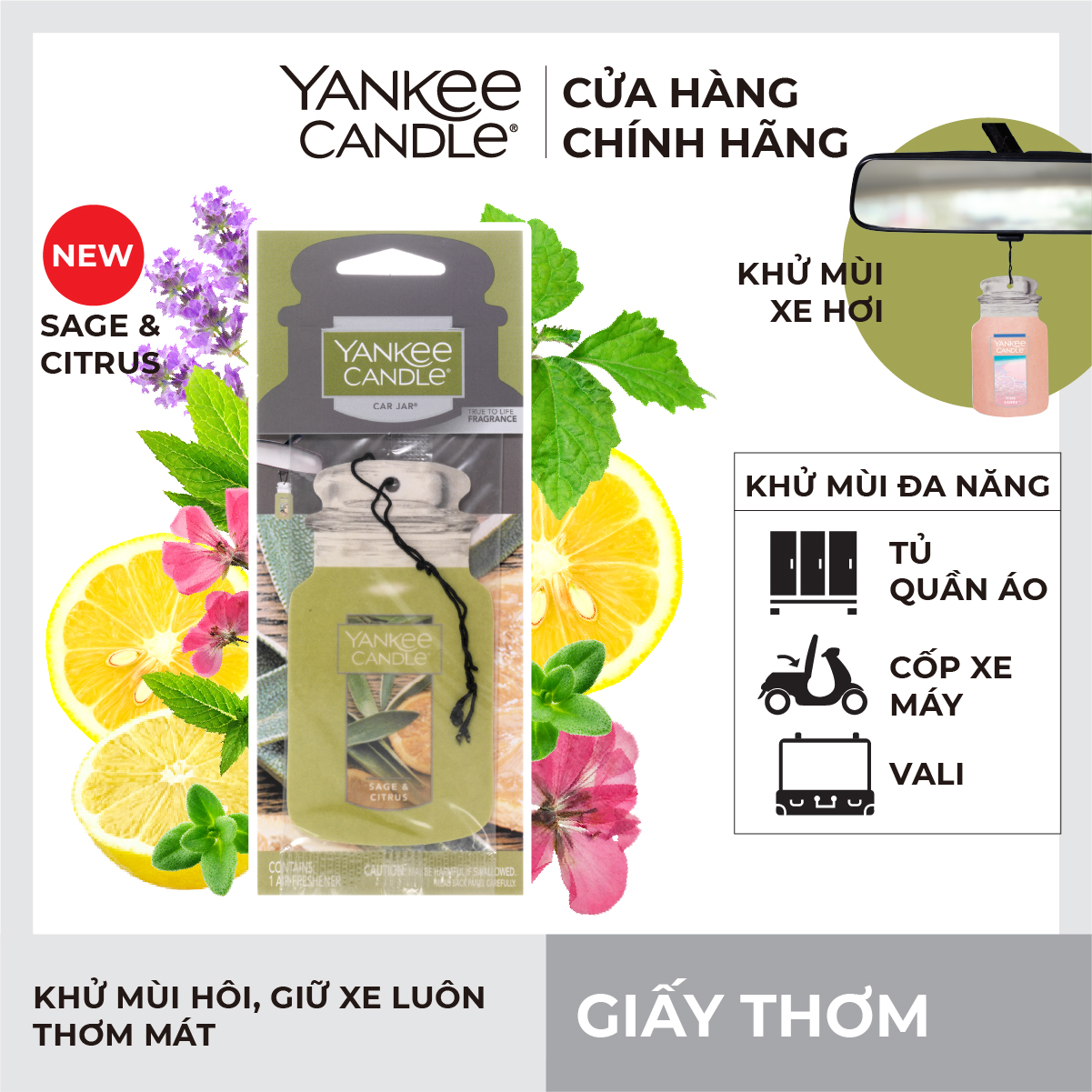 Giấy thơm xe yankee candle - sage & citrus