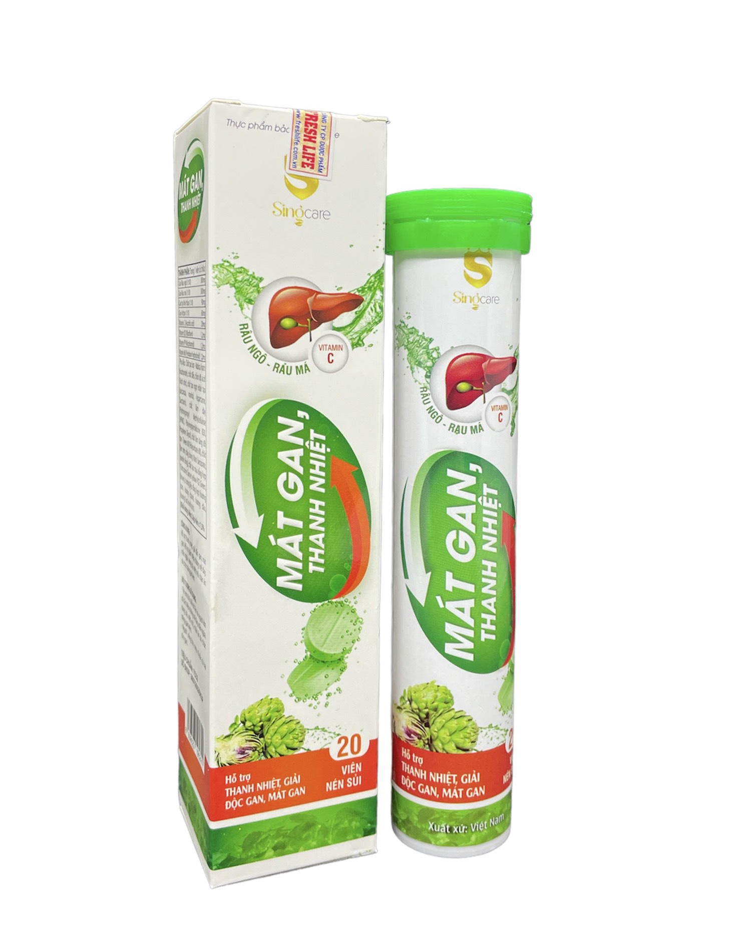 Mát gan thanh nhiệt - tuyp 20 viên nén sủi