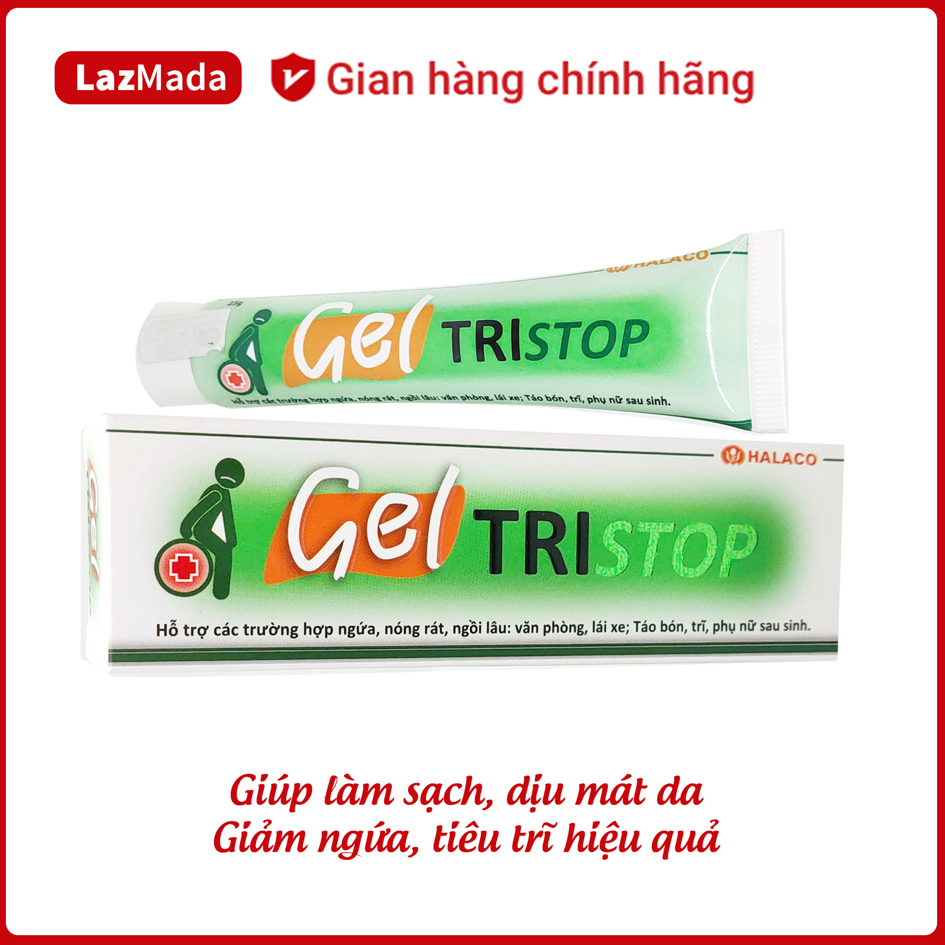 Gel bôi giảm đau trĩ - Gel Tristop - giảm đau rát do trĩ, do táo bón, làm mềm da, mát dịu da hiệu quả - tuýp 25g