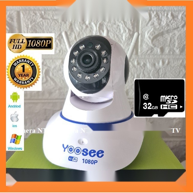 Camera yoosee 3 râu hd1080 gg không cổng lan - kèm thẻ nhớ chuyên dụng 32g
