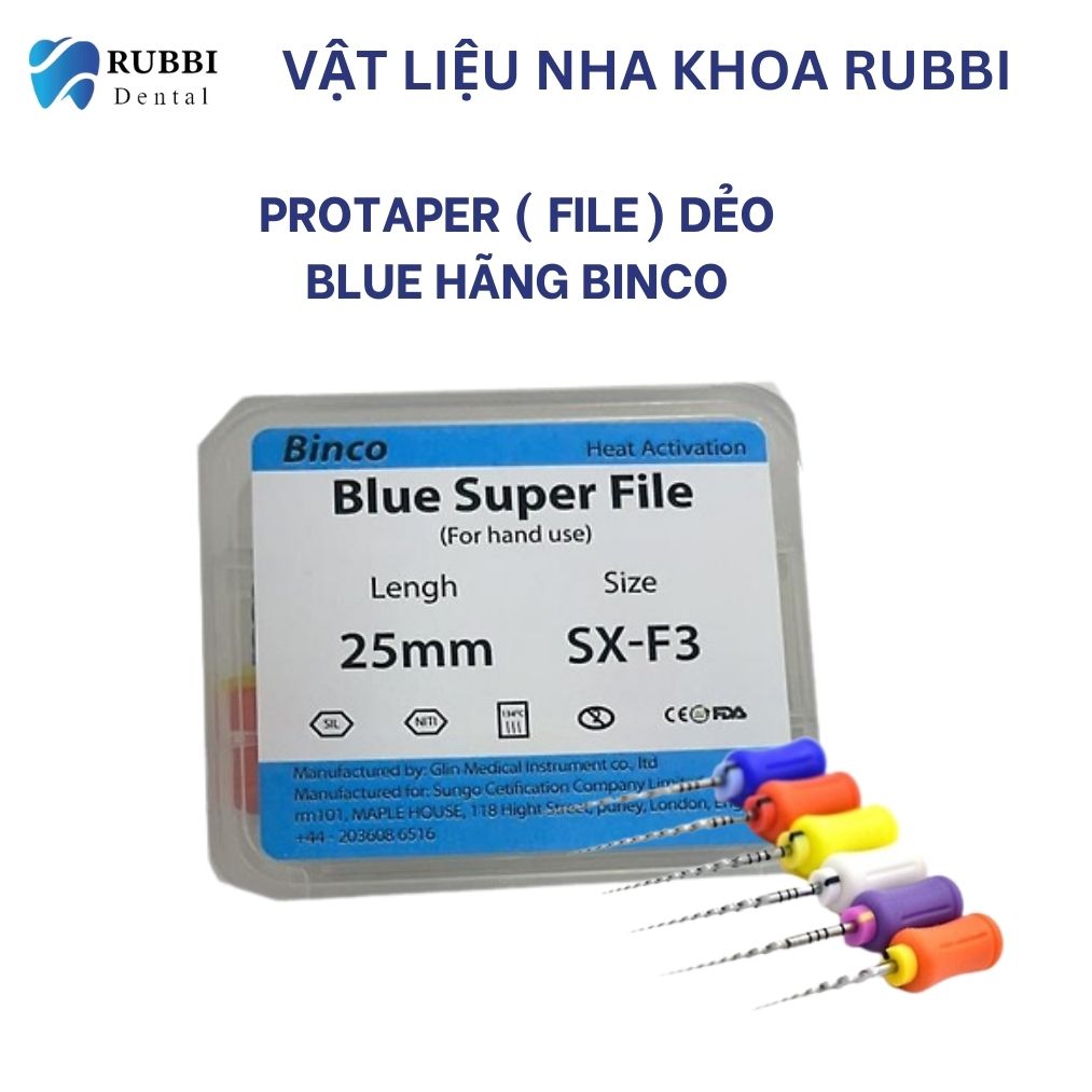 Protaper dẻo BLUE hãng BINCO dành cho tay dùng cho nội nha