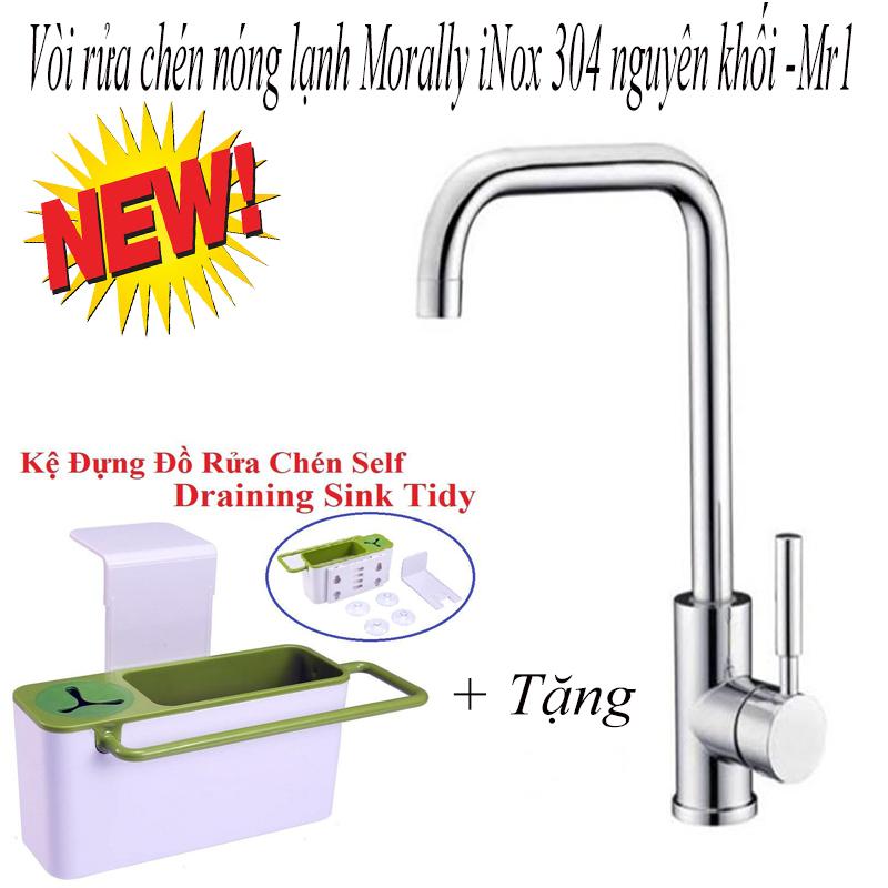 Vòi nước rửa bát, vòi nước nóng lạnh gắn chậu rửa -Vòi rửa chén nóng lạnh Morally iNox 304 nguyên khối -Mr1 cao cấp chống bám vân tay Bh uy tín lỗi 1 đổi 1