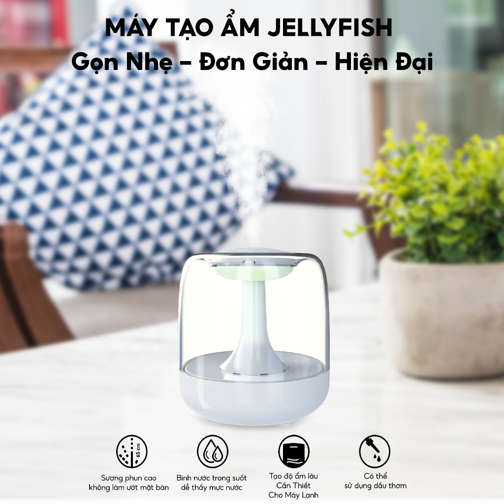 Máy phun sương tạo ẩm không khí Half Horse Jellyfish JS025 và JS026 nhỏ gọn