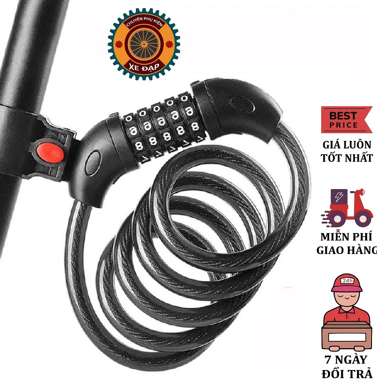 Khoá dây xe đạp cao cấp 4 số , khoá xe đạp 5 số kx01