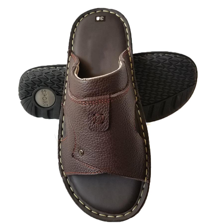 Dép Da Cao Cấp, Dép Nam Quai Da Mặt Đệm Êm Chân Da Bò Thật HKT Shop DN027