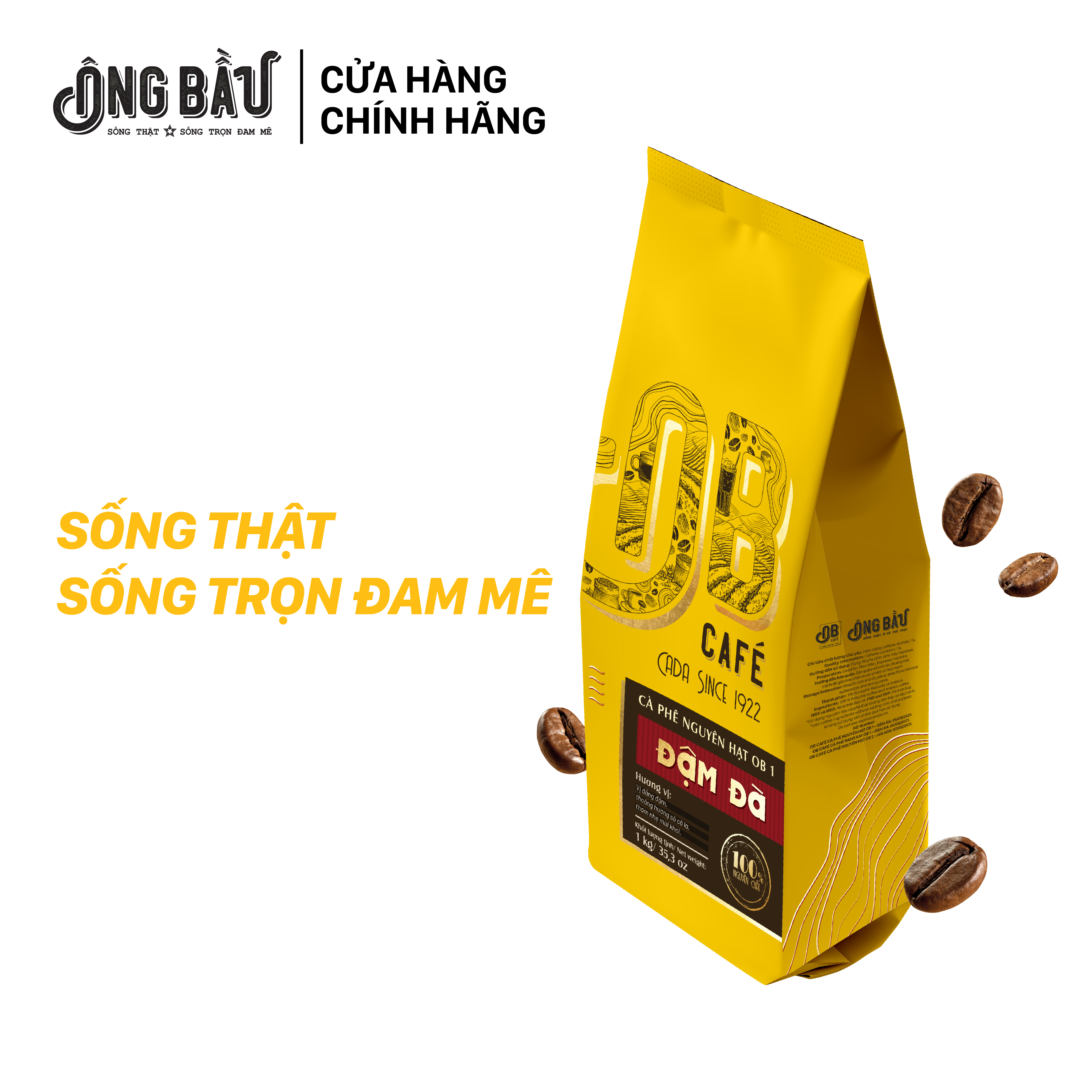 Ông Bầu Cà Phê Nguyên Hạt Đậm Đà OB1 - Túi 1 KG