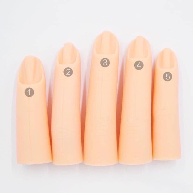 Bộ 5 ngón tay giả silicon thực hành nail - Set 5 ngón tay giả cho học viên nail luyện tập dũa form móng, đắp bột sơn gel