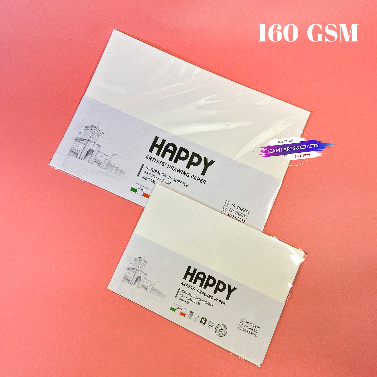 Giấy Vẽ Chì Happy 200gsm A5/A4 Tệp 10 Tờ