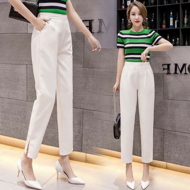 Quần baggy nữ , Quần baggy xẻ tà ,Chất liệu tuyết mưa cao cấp dày dặn ,đứng sóng quần