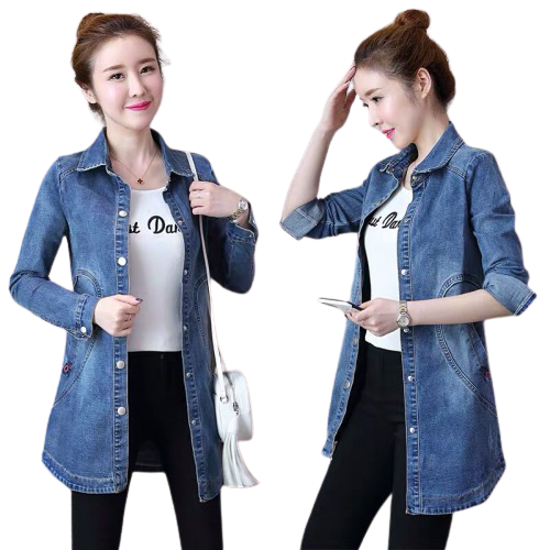 Áo khoác jean dài cổ sơ mi size M L