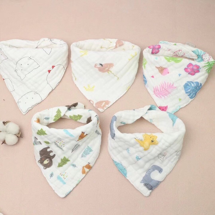 Set 2 yếm xô organic 6 lớp có cúc bấm cho bé