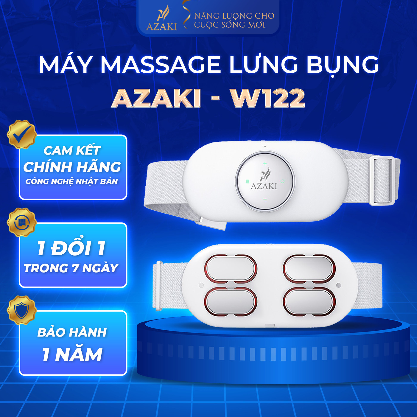 Máy Massage Lưng Và Bụng Azaki W122 hồng ngoại giúp làm giảm cơn đau hiệu quả mà còn giúp thư giãn cơ, cải thiện nhanh chóng cơn đau thắt lưng và bụng