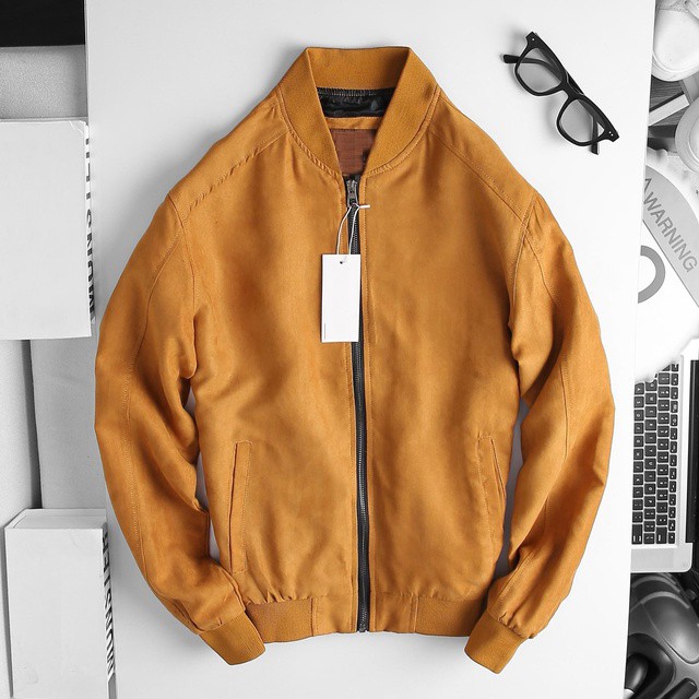 Áo khoác bomber da lộn, chất da lộn mềm mượt, chống nước nhẹ, năng động,