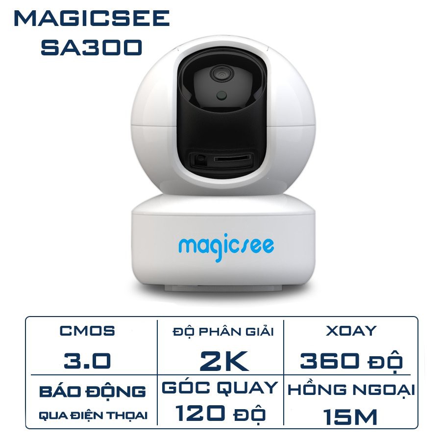 Camera không dây ip wifi trong nhà magicsee sa300 - cmos 3.0 - độ phân giải 2k - cảnh báo và theo dõi chuyển động