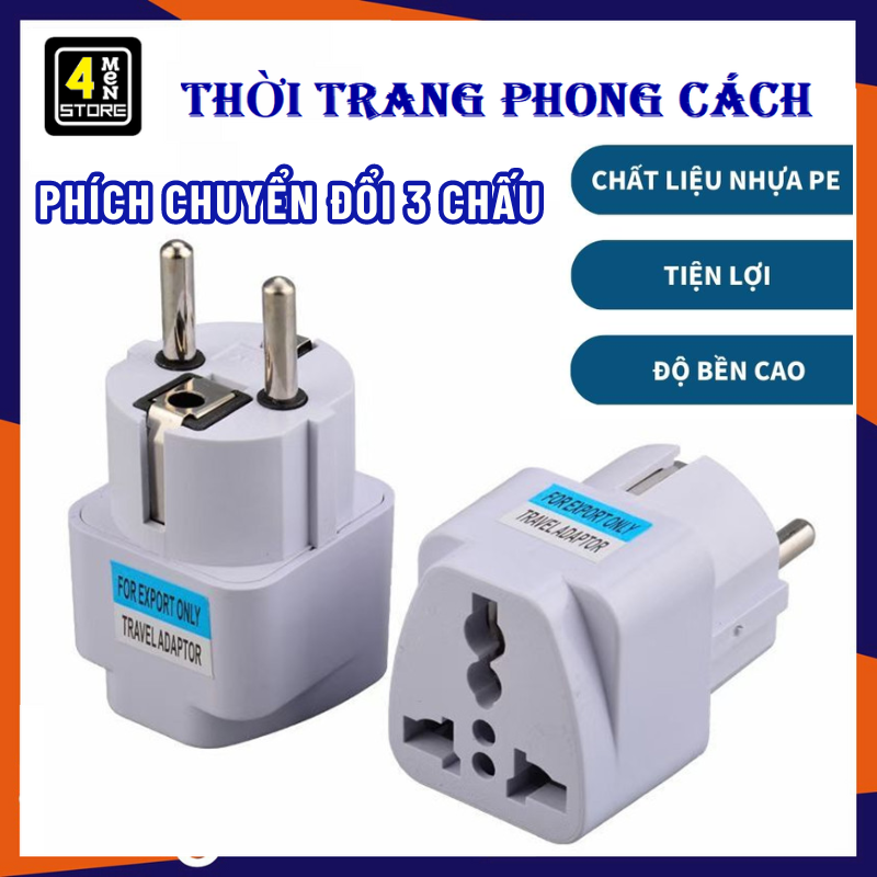 Phích Cắm Điện Chuyển Đổi Từ 2 Chấu Sang 3 Chấu Chịu Nhiệt Cao 220V Jack Cắm Tròn - Bộ Chuyển Đôi Chui Loại Xin Cao Cấp