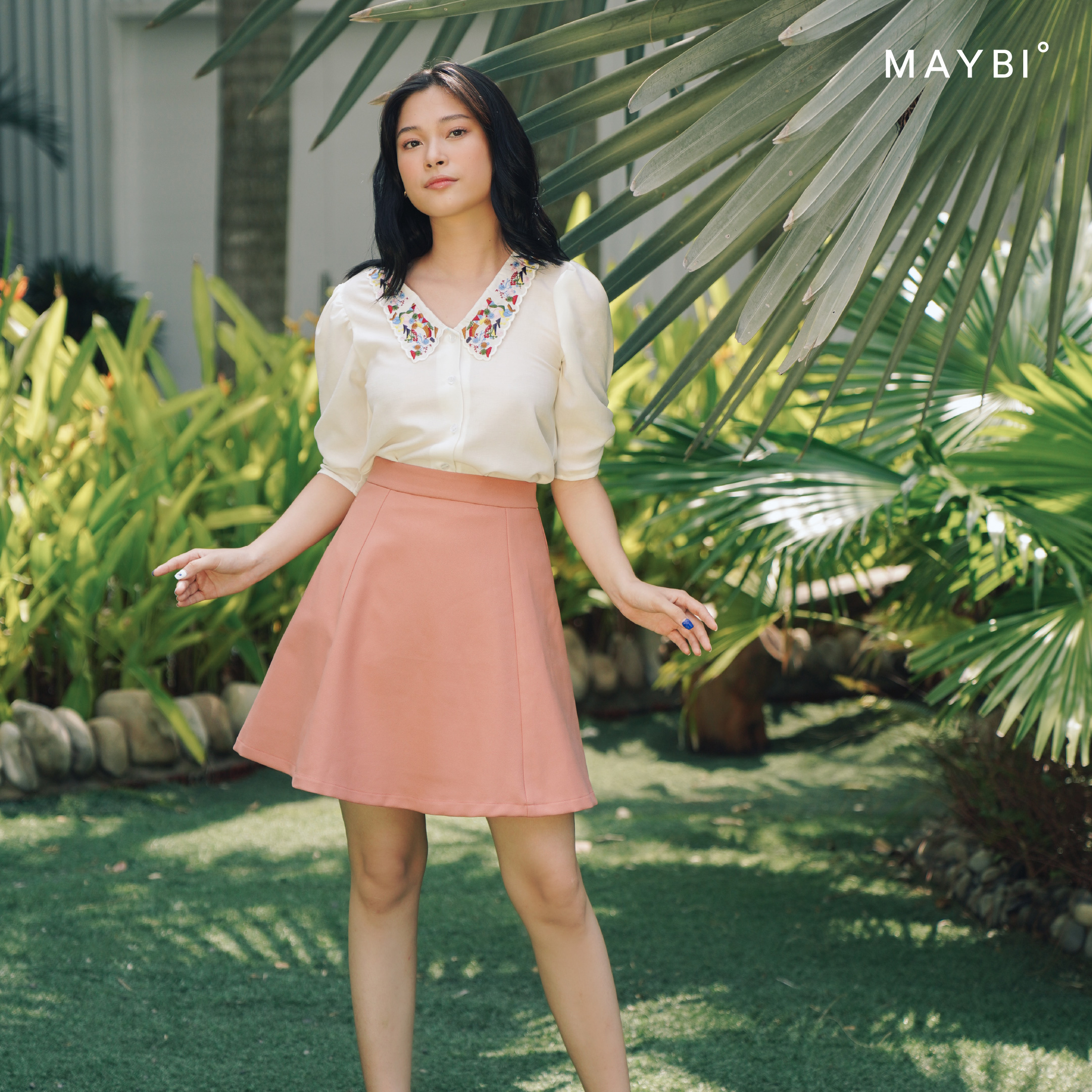 [NHẬP MÃ LAZSOCIALBAU100K GIẢM NGAY 15%]  Chân váy hồng A MAYBI cotton Rib Midi Skirt