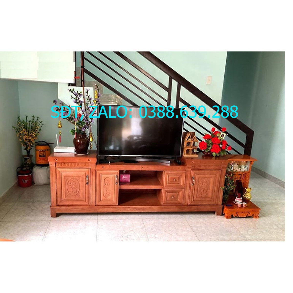 Kệ tivi 2m2 gỗ xoan đào kiểu nhô, kệ gỗ tivi , tủ tivi gỗ