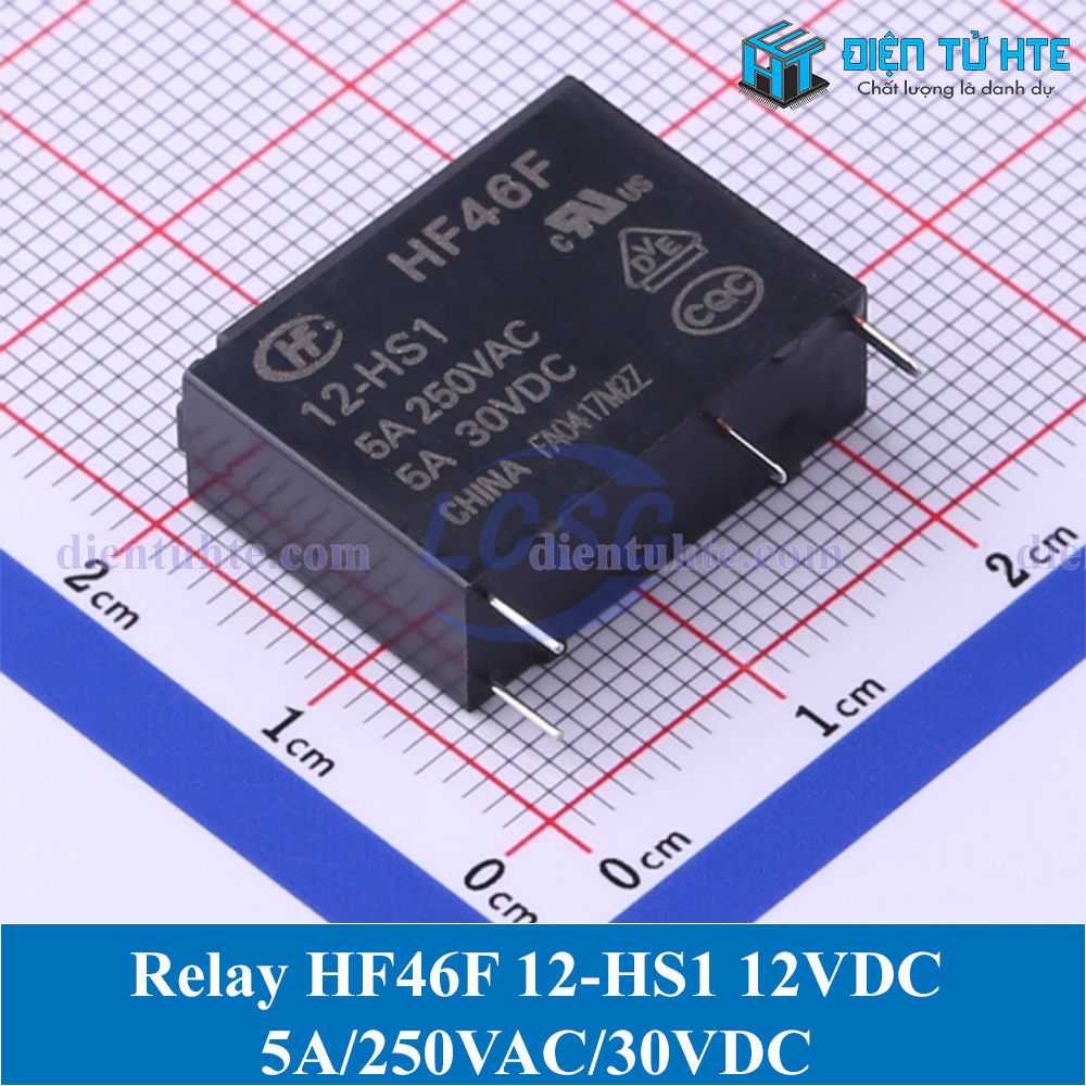 Relay 12v 4 chân hf46f 12-hs1 tiếp điểm thường mở 5a - hongfa