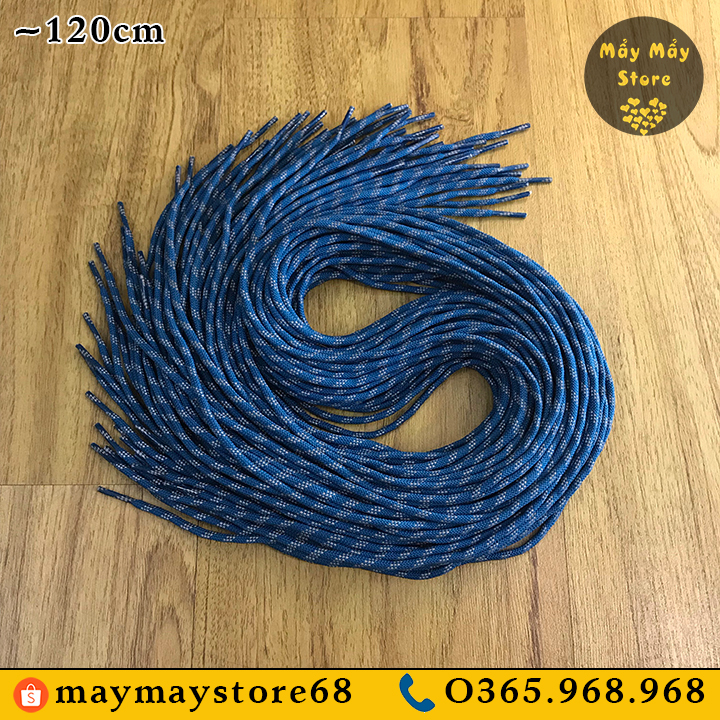 Dây giày phản quang tròn màu xanh đầu nhựa ~1m2
