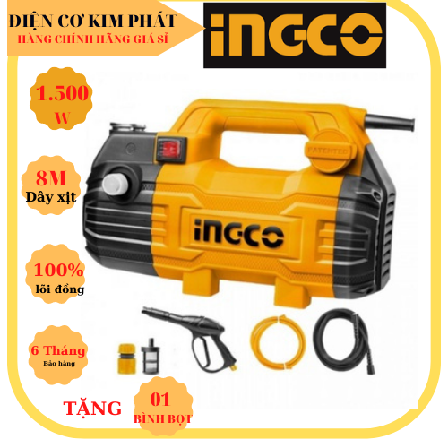 Máy xịt rửa xe ô tô, xe máy, xịt rửa gia đình ingco hpwr1508