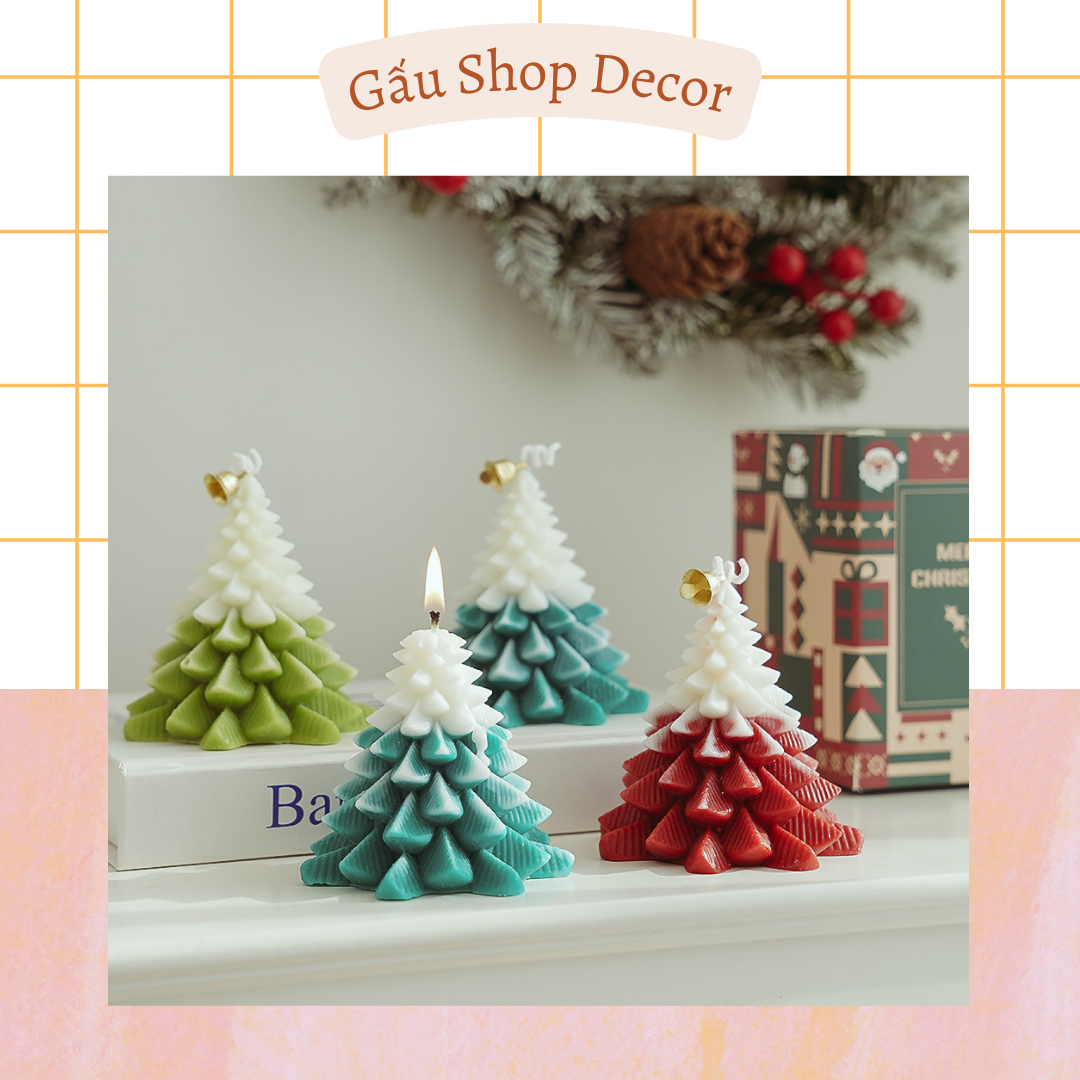 🎄 kèm gift box 🎄 giáng sinh 2022 🎄 nến thơm trang trí hình cây thông kích thước 7.5x7.5cm